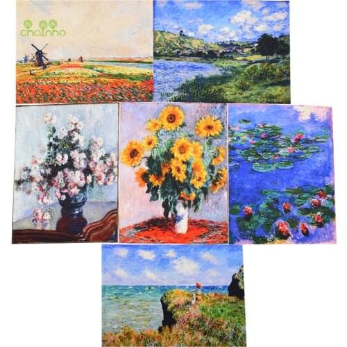 Chainho,Hand Dyed Cotton Fabric,Oil Painting Series,DIY Sewing Quilting,Purse,Bag,Book Cover,Home Decoration Material,15x20cm