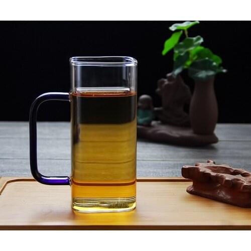 Nordic Style Square Mouth Cup High Borosilicate Heat-resistant Glass Cup Household Beverage Cup Milk Cup Beer Cup B20029