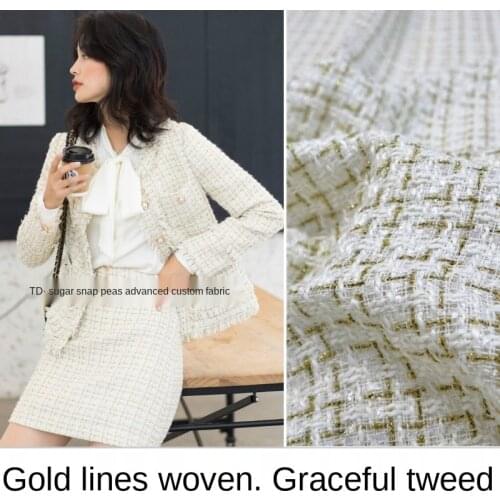 Elegant little fragrant gold silk blended woven tweed fabric, sewing fabric factory shop is not out of stock