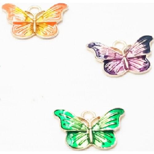 9pcs Enamel Butterfly Pendants Popular Necklace Earrings Metal Accessories DIY Charms For Jewelry Crafts Making 20*16mm A391