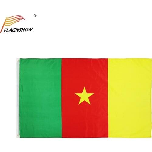 Flagnshow Cameroon Flag 3X5 FT Hanging Cameroonian National Flags Polyester with Brass Grommets 3x5 Foot Flag for Decoration