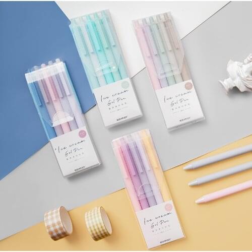Dimi 5 Pcs/Lot Hazy Solid Color Icecream Gel Pens STmini Nib Simple Fresh Kawaii Quick Drying Cap Neutral Pen Journal Supplies