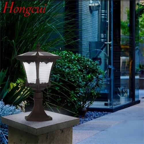 Hongcui Solar Wall Lamp Outdoor LED Modern Post Light Pillar Waterproof For Home Patio Porch Garden Courtyard Villa Lawn Lamp