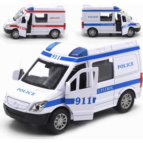 Simulated Pull Back Sound Light Ambulance Police Car Fire Truck can Open the door Kid Gift Toddler Early Education Cognition Toy