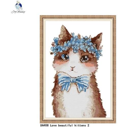 Love beautiful kittens Counted Cross Stitch Canvas 11CT 14CT Aida DIY Cross-Stitch Kit Handmade Embroidery for Needlework