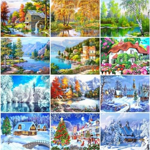 Full Square Diamond Painting Winter Cross Stitch 5D Embroidery Sale Scenery Rhinestones Diy Home Decor Gift Needlework Jq578