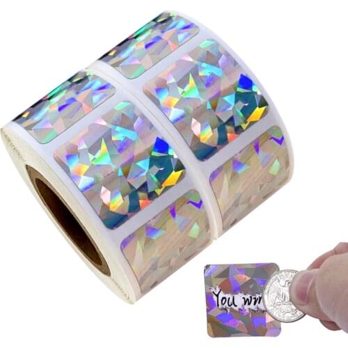 Creative Rectangle Dot Laser Scratch Off Stickers Labels DIY Childrens Game Activity Album Greeting Card Lucky Draw Surprise