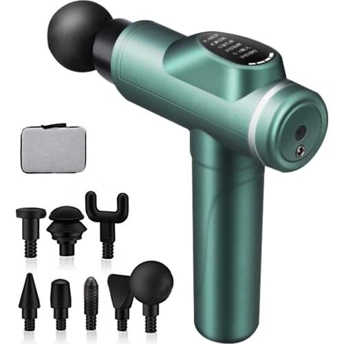 Massage Gun Lcd 8 Heads Muscle Stimulator Electric Body Massager Green Lcd Display Massage Gun Deep MG55011