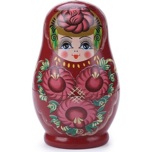 Novelty Russian Nesting Doll Wooden Matryoshka Set Hand Painted Girl Handmade Toys Cute Girl Russian Nesting Dolls Gifts 5 Layer