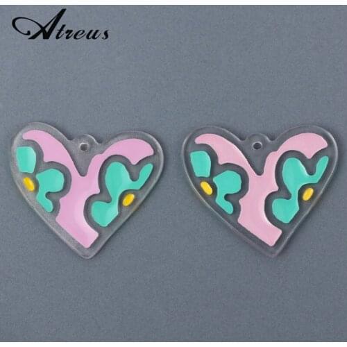 Kawaii Heart Charms DIY Cute Resin Earrings Pendant Accessory Necklace Keychains Bracelet Women Jewelry Making Supplies Gift