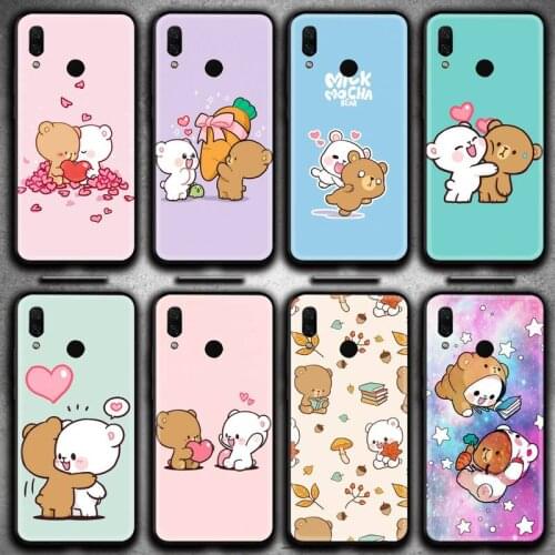 Cute Milk Cartoon Mochas Bear Phone Case for Huawei Y6P Y8S Y8P Y5II Y5 Y6 2019 P Smart Prime Pro