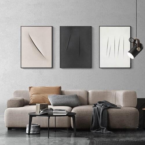 Lucio Fontana Minimalist Art Living Room Sofa Background Decoration Oil Painting Knife Mark Hand Painted Canvas Painting Decor