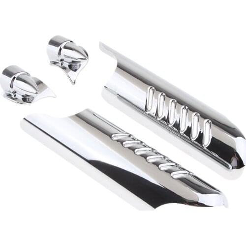 Motorbike Chrome Lower Leg Deflector Shields W/ Covers for Harley