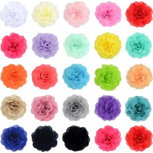 5pcs 8cm Soft Chiffon Flowers for Baby Girls Hair Accessories DIY Wedding Bridal Boutique Decorations