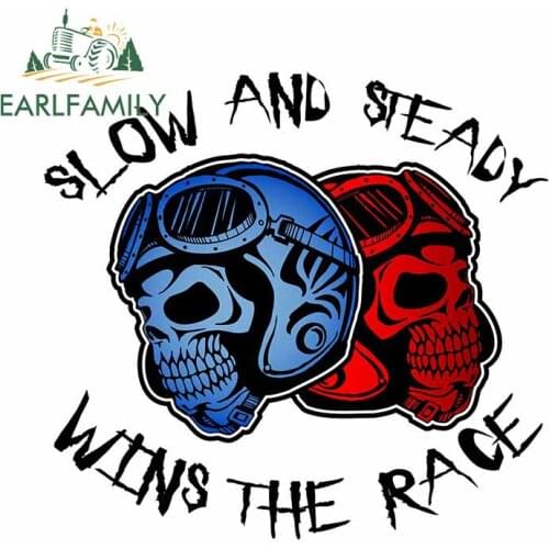 EARLFAMILY 13cm x 12.4cm for Slow and Wins The Race Car Sticker Anime Motocycle Helmet Decal Air Conditioner Kids Room Graphics