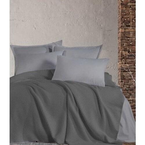 Honeycomb Textured Gray Bedspread
