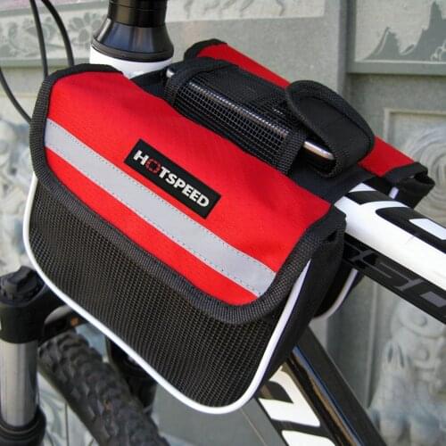 MTB Bike Saddle Bag Frame Front Top Tube Cycling Phone Case Bicycle Pouch Phone Double Bag Bike Accessories Reflective Stripe