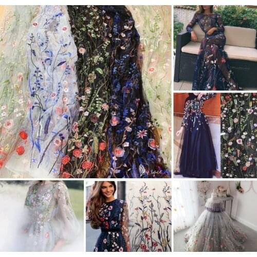 High Quality 5yard/lot Multicolored Net / Mesh Lace French Voile Guipure Fabric For dress DIY sewing fabric