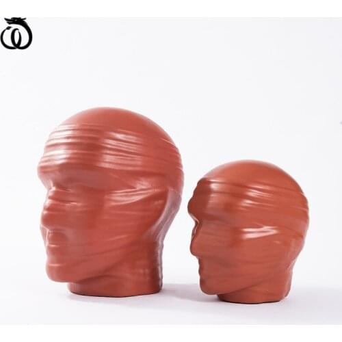 WU CHEN LONG Simple Modern Ideas Figure Art Sculpture Abstract Character Head Portraits Statue FRP Craft Home Decorations R6726