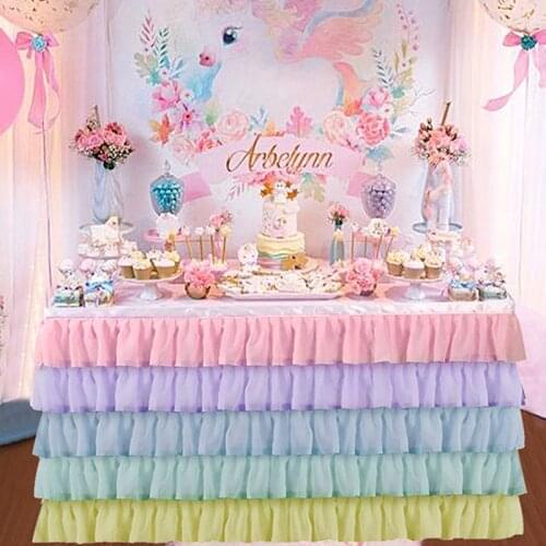 5 Layer Tulle Table Skirt Tutu Table Skirts Tableware Baby Shower Birthday Party Decorations Banquet Wedding Home Party Supplies