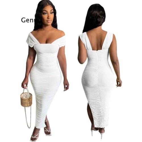 Women Long Dress Solid Sleeveless Bodycon Skinny Stretchy Stacked Maxi Dresses Sexy Night Club Party Vestidos Summer