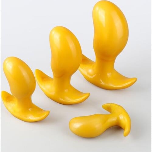 Golden Super Realistic Anal Plug Big Anal Dildo Soft Butt Plug Mango Anal Expansion Stimulator Masturbate Sex Toys