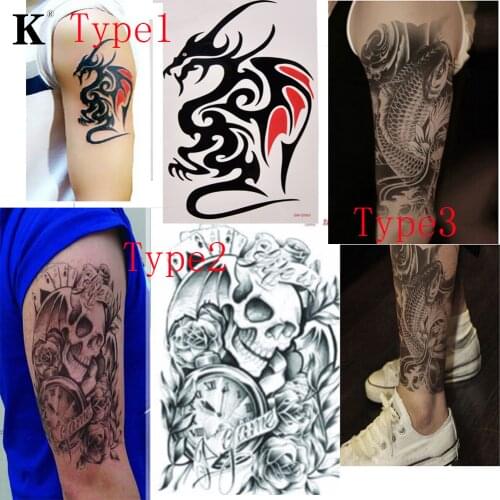 1 Sheet Wolf Tiger Dragon Body Art Temporary Women Men Tattoo Waterproof Large Tattoo Sticker Cool Skin Decor
