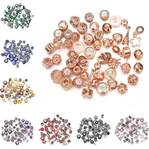 10 Colors 25pcs European CZ Charm Beads Fit sterling 925 Necklace Bracelet Chain
