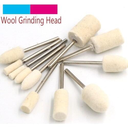 10pcs Wool Felt Mounted Polishing High Luminance- Buff Wheel Dremel Die Grinder Drill Rotary Tools Metal Surface Buffing Bits
