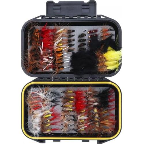 120pcs/lot Fly Fishing Lures Simulation Flies Butterfly Hook Trout Lures Fishing Bait Kit with Waterproof Case