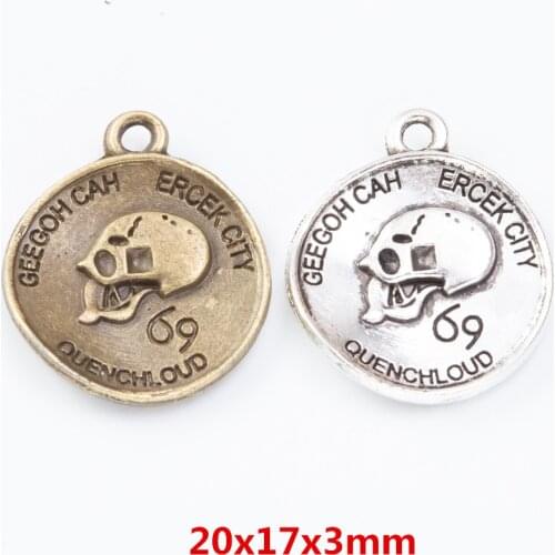 30 pieces of retro metal zinc alloy skull pendant for DIY handmade jewelry necklace making 7376