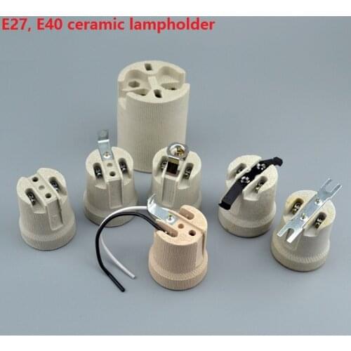 4pieces/lot VDE CE Certification High temperature ceramic Lamp Holder E27 E40 lamp holder+cable lamp Base with bracket