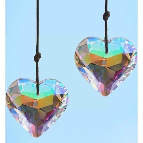 45mm New Crystal Suncatcher DIY Heart Pendant Garden Prism Maker Decoration Chandelier Rainbow Outdoor Pendant D8Q2