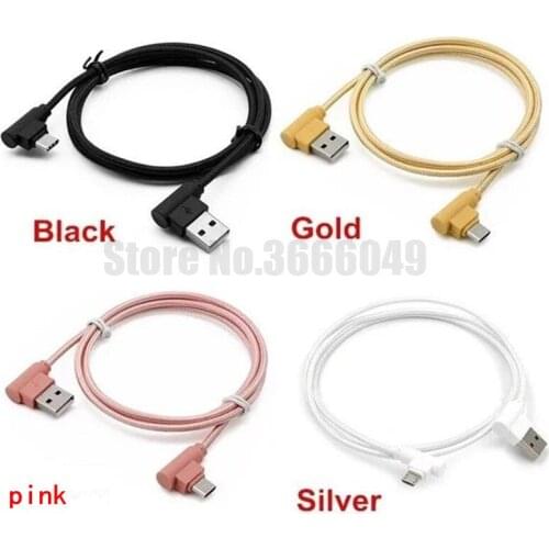 500pcs Right angle 1M 2M 3M 90 Degree type c usb 2A cord data cable Charger For Samsung s8 s9