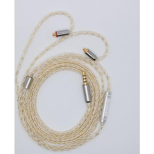 8 Core with microphone Carry +/- volume buttons 5N Silver Plated Copper Upgrade Cable MMCX/0.78mm 2Pin/QDC/TFZ Earphone cable