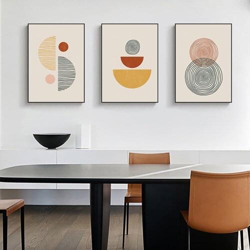 Abstract Orange line Painting Art Print Minimalist Neutral Wall Art Canvas Poster Bedroom Wall Pictures Living Room Decoration