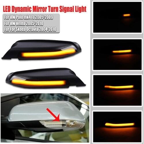 Car Sequential Scroll LED Turn Signal Light Side Mirror Light Indicator for Polo MK4 Skoda Octavia 2004-2010