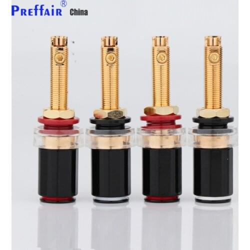 BP1119 4PCS Gold Rhodium Plated Speaker Terminal Brass Audio Amplifier Binding Post Connector For 4mm Banana Plug