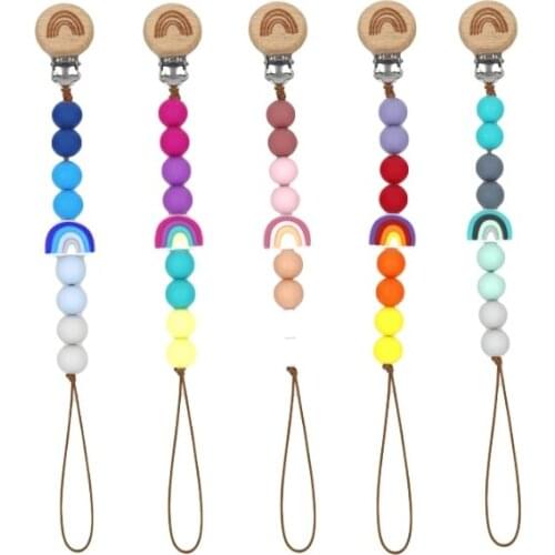 BPA free food grade silicone beads baby teether toy with clip for infant training toothbrush and teething