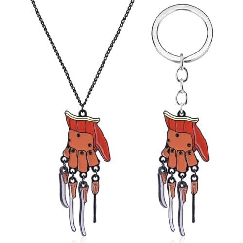 Horror Movie a Nightmare on Elm Street Freddy Krueger Glove Alloy Key Chains Keychain Key Chain Keyring Pendant Necklace Chain
