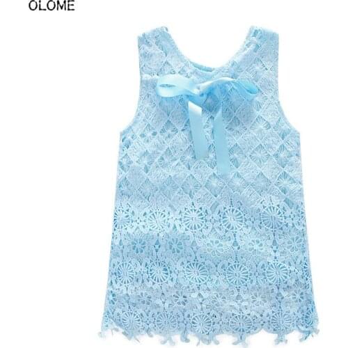 OLOME Hot Summer Sweet Lace Plain Girls Dress Sugar Color Sleeveless Kid Girls Light Dress Lolita Style Dream Girls Skirts