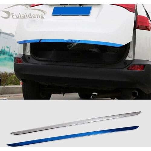 For Toyota RAV4 2016-2018 Blue/Silver titanium Rear Trunk Boot Door Cover Bar Frame Tail Gate Moulding Trim car styling