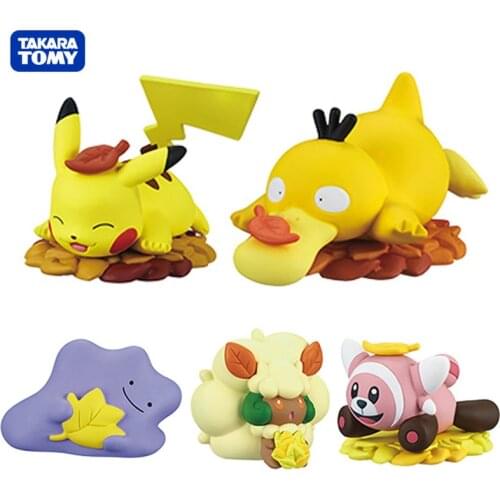 Takara Tomy Genuine Gashapon Pocket Monster Pokemon Doll Pikachu Psyduck Action Figure Collections