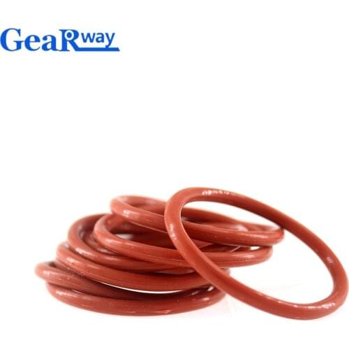 Gearway 2.65mm thickness O Ring Seal Red Silicon O Ring Seal Washer 21.2/22.4/23.6/37.5/38.7/40mm ID VMQ Anti-age O Ring Sealing