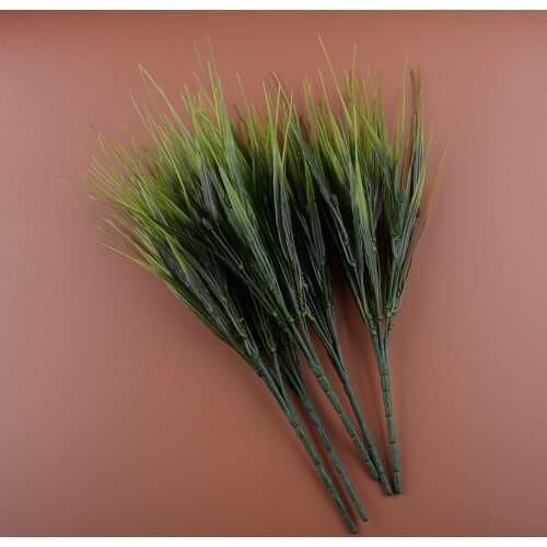 5pcs Artificial Green Wheat Grass Plastic Plants Fake Shrubs Foliage Bush Office Home Garden Decoration