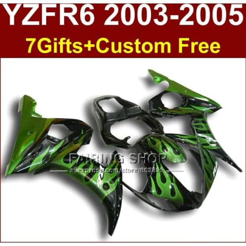 FR green flame bodywork for YAMAHA R6 fairing kit 03 04 05 fairings YZF R6 2003 2004 2005 Motorcycle sets H6Y