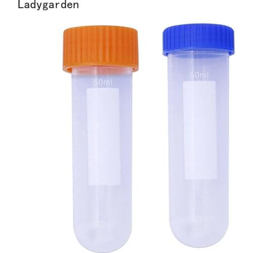 10PCS Storage Boxes Bins Laboratory Chemistry Plastic Test Tubes Vials Seal Caps Pack Container Office School Chemistry 50ml