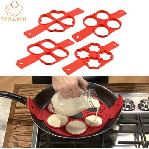 Kitchen Flip Cooker Silicone Egg Pancake Maker Pie Molds Pie Ring Omelette Fried Egg Moulds Pastry Baking Tools BK259