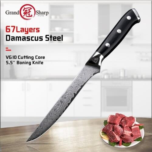 Grandsharp Damascus Kitchen Knives Chefs CookingTools vg10 Japanese Damascus Steel Boning Knife Butcher Knife Filleting Meat