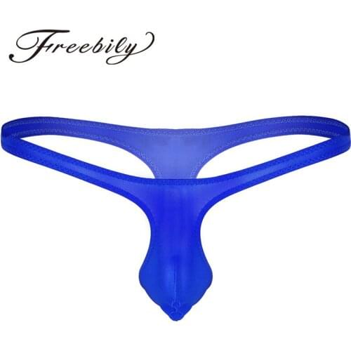 Mens Lingerie Low Rise Bikini G-string T-back Thong Underwear Panties with Bulge Pouch Lingerie Breathable G-string Underwear